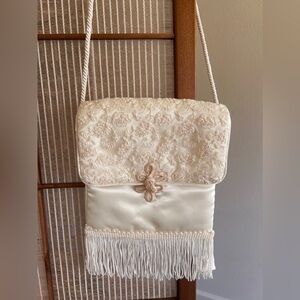 Nordstrom 80s Vintage small purse ivory satin Scentique